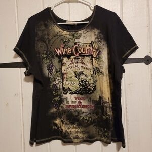 Blue Canyon Top Short Sleeve Wine Country Rhinestone Size 3X